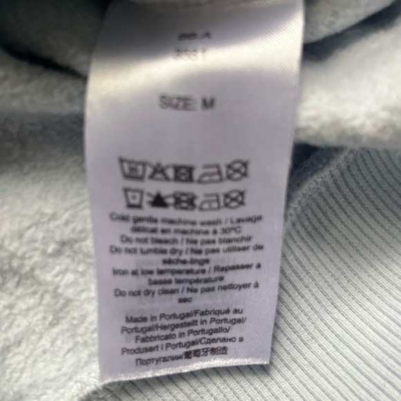 GANNI Light Blue Yellow Flower Long Puff Sleeves Backless Tie Sweatshirt Size M - Picture 6 of 11